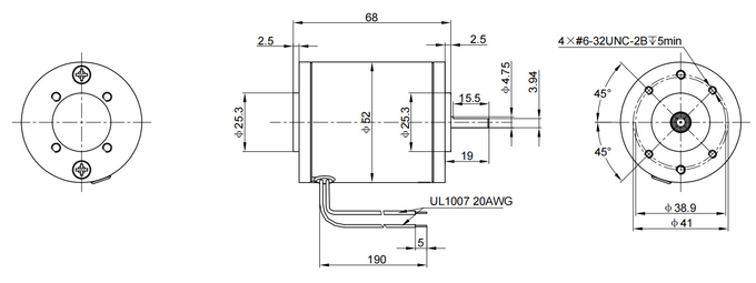 Durchmesser 52mm bürstete Automobil-DC-Motoren 15 - 100 Watt 0